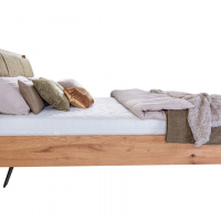 Versatile Demadra solid wood bed with optional slatted base or box spring insert, made in Europe.
