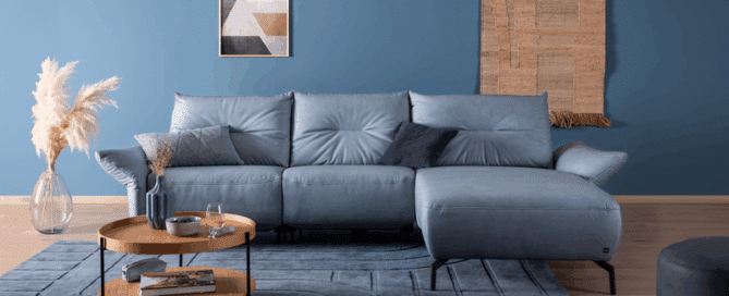 blaues Ledersofa SALVIA von ADA Möbel