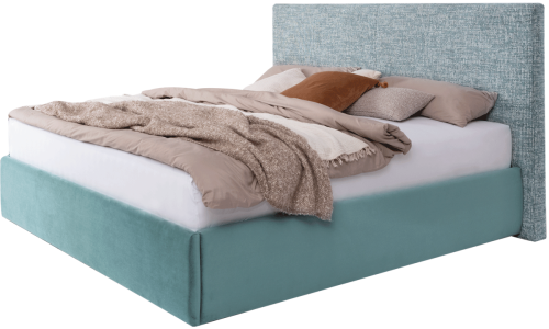 Bett Prudens mit 2 verschiedenen türkisen Stoffen