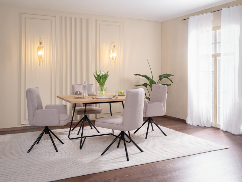 hellgraue Essgruppe INA von ADA in edlem hellen Esszimmer